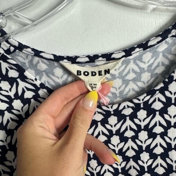 Boden Thea Sleeveless Midi Dress Blue and White Tulip Print Size 12 - Picture 4 of 10